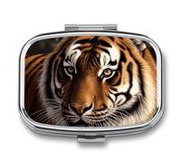 Bengal Tiger Pill Case with 2 Compartment, Pill Organizer Portable Square Pill Box,Vitamin Pill Organizer for Pocket Purse and Travel
