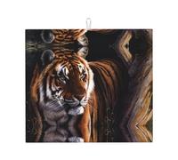 Bengal Tiger Printed Dish Drying mat, countertop Absorbent mat, Suitable for Storing Knives, Cups, and Dishes.