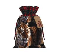 Bengal Tiger Printed Gift Bag, Perfect Color Blocking Burlap Gift Bag