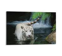 Bengal White Tiger Hunting Close-ups Poster Poster Decorative Painting Canvas Wall Posters And Art Picture Print Modern Family Bedroom Decor Posters 24x36inch(60x90cm)