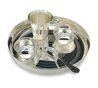 BENGALEN Baby Dinner Set Silver Plated 8 Inch for Annaprashan Sanskar Rice Ceremony Gift for Girls Boys Kids Festive Birthday Return Home Decorative Gifts Items