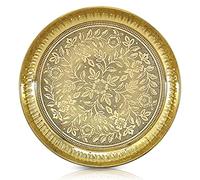 BENGALEN Brass Pooja Thali 6 Inch Traditional Handcrafted Puja Plate for Temple Worship Decorative Plate for Home Office Wedding Return Gift items