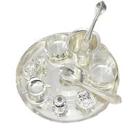 BENGALEN Silver Plated Pooja Thali Set 8 Inch Festival Ethnic Puja Thali Gift for Diwali, Home, Temple, Office, Wedding Return Gift Items