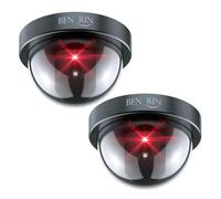 BENGRIN 2 x Dummy Dome Security Camera with Flashing LED - Indoor Outdoor CCTV Fake Surveillance, Realistic Deterrent for Home & Business