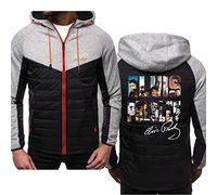 BENGZAN Men’s Hoodie Jackets for Elvis Presley Print Sweashirts Patchwork Cardigan winter Hooded Tops Full Zip Coats A1||XL
