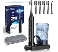 Benhip Electric Toothbrush with Water Flosser Combo,3 Modes & 5 Adjustable Flossing Speed for Complete Oral Care - IPX7 Waterproof, Portable Travel Case