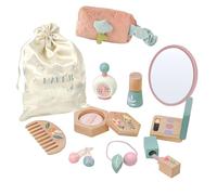 Benhurb Wooden Makeup Set Kids for Girls Pretend Make up Set with Cosmetic Bag, Wood Toys, Pretend Role Play Toys Christmas Birthday Gifts for Girls Kids Age 3 4 5 6 7 Year Old