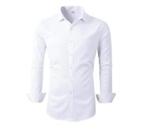 Benibos Mens Long Sleeve Dress Shirts Slim Fit Casual Business Formal Button Down Shirt (C455 White, M)