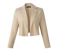 Benibos Womens Long Sleeve Open Front Crop Blazer Jacket (806 Khaki, L)