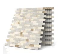 BeNice Brick Mosaic Stick on Wall Tile Stickers Beige 10pcs