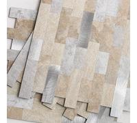 BeNice Kitchen Stick on Wall Tile Stickers Stone Beige Grey 10pcs