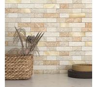 BeNice Stick on Wall Tiles Kitchen,Marble Splashback Mosaic Tiles Stickers Self Adhesive Bathroom Matte(10 pcs Brown)