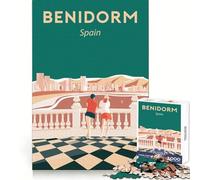 Benidorm Spain Travel Jigsaw Puzzle for Teenagers 1000 Pieces Logical Think Tranquil Escape Seamless Lock Holiday Treat (50x75cm)