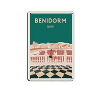 Benidorm Spain Vintage Travel Poster Tin Sign Vintage Metal Pub Club Cafe Bar Home Wall Art Decoration Poster Retro30*30CM