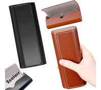 BENIFILE Glasses Case Hard Shell, 2Pcs Portable Hard Sunglasses Cases, Maroon Black Leather PU Hardshell Spectacle Cases for Men Women Unisex Reading Eyeglasses (Maroon + Black)