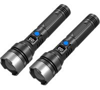 Benighty Flash Light, Benighty 2025 The Ultimate Survival Flashlight, IPX7 Waterproof, USB-C Rechargeable, 5 Modes Zoomable with LCD Digital Display, for Camping, Emergencies, Outdoor (2Pcs)