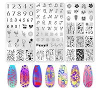 benikmake 3pcs Number English Letter Nail Stamping Plate Nail Printing Stainless Stencil for Manicure Salon Birthday Party Element 6x12cm 2.36x4.7inch