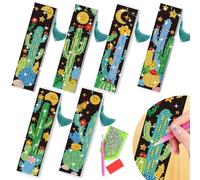 benikmake 6pcs Cactus Diamond Reading Bookmark Diamond Painting Bookmark Kits for Adult Night Scene 5D Gem Art Marks for Book Lovers 1.96x7.87in
