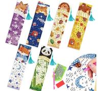 benikmake 6pcs Sleeping Animals Diamond Reading Bookmark Diamond Painting Bookmark Kits for Adult Bear Cat 5D Gem Art Marks for Book Lovers 1.96x7.87in