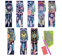 benikmake 8pcs Dream Catcher Diamond Painting Bookmark DIY Diamond Art Bookmarks Kit with Crystal Pendant Tassel for Beginner Craftsman Rectangular 1.96x7.87in