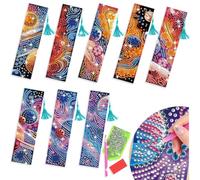 benikmake 8pcs Planet Diamond Reading Bookmark Diamond Painting Bookmark Kits for Adult Cosmic 5D Gem Art Marks for Book Lovers 1.96x7.87in