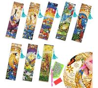 benikmake 8pcs Rose Window Diamond Reading Bookmark Diamond Painting Bookmark Kits for Adult 5D Art Gem Marks for Book Lovers 1.96x7.87in