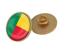 Benin Flag Lapel Pin - Creative Ethnic Style Flag Word Printing Lapel Tie Pin Buttons Brooch,Patriotic Rectangle Badge Pin For Men Women Round
