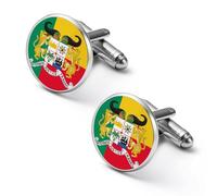 Benin Flag National Emblem Cufflinks for Men Round Cuff Links Black Tie Clips for Business Wedding Graduation