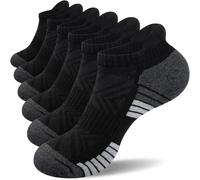 Benirap Running Trainer Socks Athletic Ankle Socks Sport Socks Low Cut Cushioned Anti-Blister Tab for Women Men Hiking Walking Flight Golf Black White Gray (6 Pairs)