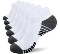 Benirap Running Trainer Socks Athletic Ankle Socks Sport Socks Low Cut Cushioned Anti-Blister Tab for Women Men Hiking Walking Flight Golf Black White Gray (6 Pairs)