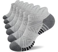 Benirap Running Trainer Socks Athletic Ankle Socks Sport Socks Low Cut Cushioned Anti-Blister Tab for Women Men Hiking Walking Flight Golf Black White Gray (6 Pairs)