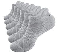 Benirap Running Trainer Socks Athletic Ankle Socks Sport Socks Low Cut Cushioned Anti-Blister Tab for Women Men Hiking Walking Flight Golf Black White Gray (6 Pairs)