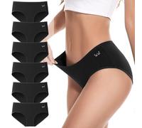 Benirap Womens Underwear Cotton Knickers Multipack, Ladies Panties Breathable Cotton Pants Comfy Hipster Briefs for Women (6 Packs)-Black XL