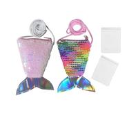 Benixmidart 2Pcs Sequin Crossbody Bags, Shoulder Bag Coin Pouch, Women's Crossbody Handbags Purse Coin Wallet Change Purse with 2 Clear Cellophane Bags (A)