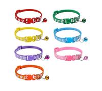 Benixmidart 7Pcs Cat Collar with Bells, 19-33cm Cat Collars Adjustable Kitten Collar for Girl Boy Cats (7Pcs)