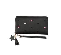 Benixmidart Women's Wallets, Heart-Pattern Wallet for Women with Small Coin Pouch, Womens Leather Wallet Card Holder Ladies Wallets with Card Slots& Star Pedant (Black, L)