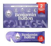 14x Marine Collagen Liquid Sachets - 12,000mg Hydrolysed Type 1 with Vitamin C | Skin, Hair, Nails | Blackcurrant Flavour | 2-Week Supply | Higher Absorption vs. Powder/Tablets - Benjamin Button®