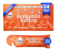 Benjamin Button Hydrolysed Liquid Marine Collagen Supplement 12, 000mg + Vitamin C, Skin, Hair, Nails, Joints - 168 Sachets, 6 Months, Orange Flavour Benjamin Button Orange