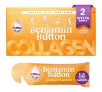 Benjamin Button Hydrolysed Liquid Marine Collagen Supplement 12, 000mg + Vitamin C, Skin, Hair, Nails, Joints - 14 Sachets, Mango Flavour Drink Shots Benjamin Button Yellow