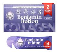 Benjamin Button Marine Collagen Liquid Sachet w/Hyaluronic Acid & Vitamin C | for Hair, Skin, Nails & Joints | 12,000mg High Strength Hydrolysed Collagen (Blackcurrant, 14x Sachets)
