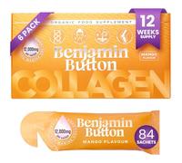 Benjamin Button Marine Collagen Liquid Sachet w/Hyaluronic Acid & Vitamin C | for Hair, Skin, Nails & Joints | 12,000mg High Strength Hydrolysed Collagen (Mango, 84x Sachets)