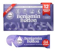 Benjamin Button Marine Collagen Liquid Sachet w/Hyaluronic Acid & Vitamin C | for Hair, Skin, Nails & Joints | 12,000mg High Strength Hydrolysed Collagen (Blackcurrant, 84x Sachets)