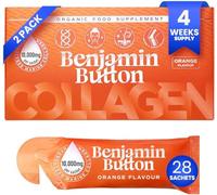 Benjamin Button Marine Collagen Liquid Sachet w/Hyaluronic Acid & Vitamin C | for Hair, Skin, Nails & Joints | 12,000mg High Strength Hydrolysed Collagen (Orange, 28x Sachets)