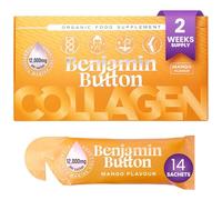 Benjamin Button Marine Collagen Liquid Sachet w/Hyaluronic Acid & Vitamin C | for Hair, Skin, Nails & Joints | 12,000mg High Strength Hydrolysed Collagen (Mango, 14x Sachets)