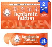 Benjamin Button Marine Collagen Liquid Sachet w/Hyaluronic Acid & Vitamin C | for Hair, Skin, Nails & Joints | 12,000mg High Strength Hydrolysed Collagen (Orange, 14x Sachets)