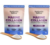 Benjamin Button Pure Marine Collagen Powder - Hydrolysed Peptides (Type I) from Wild-Caught Fish - Unflavoured, 400g - Hair, Skin, Nail, Joint & Bone Support - Halal, Keto & Paleo Friendly (Pack of 2)