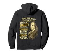Benjamin Franklin Essential Liberty Quote Pullover Hoodie