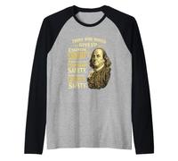 Benjamin Franklin Essential Liberty Quote Raglan Baseball Tee