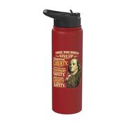Benjamin Franklin Essential Liberty Quote Stainless Steel Insulated Water Bottle