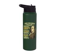 Benjamin Franklin Essential Liberty Quote Stainless Steel Insulated Water Bottle